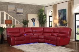 Pecos Red Leather Power Sectional 8480RED by Homelegance